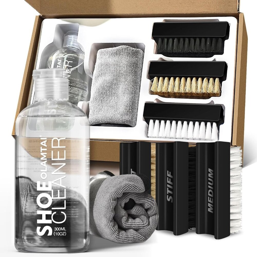 Ultimate Sneaker Care Kit: 10Oz Cleaner, 3 Brushes & Microfiber Towel Included